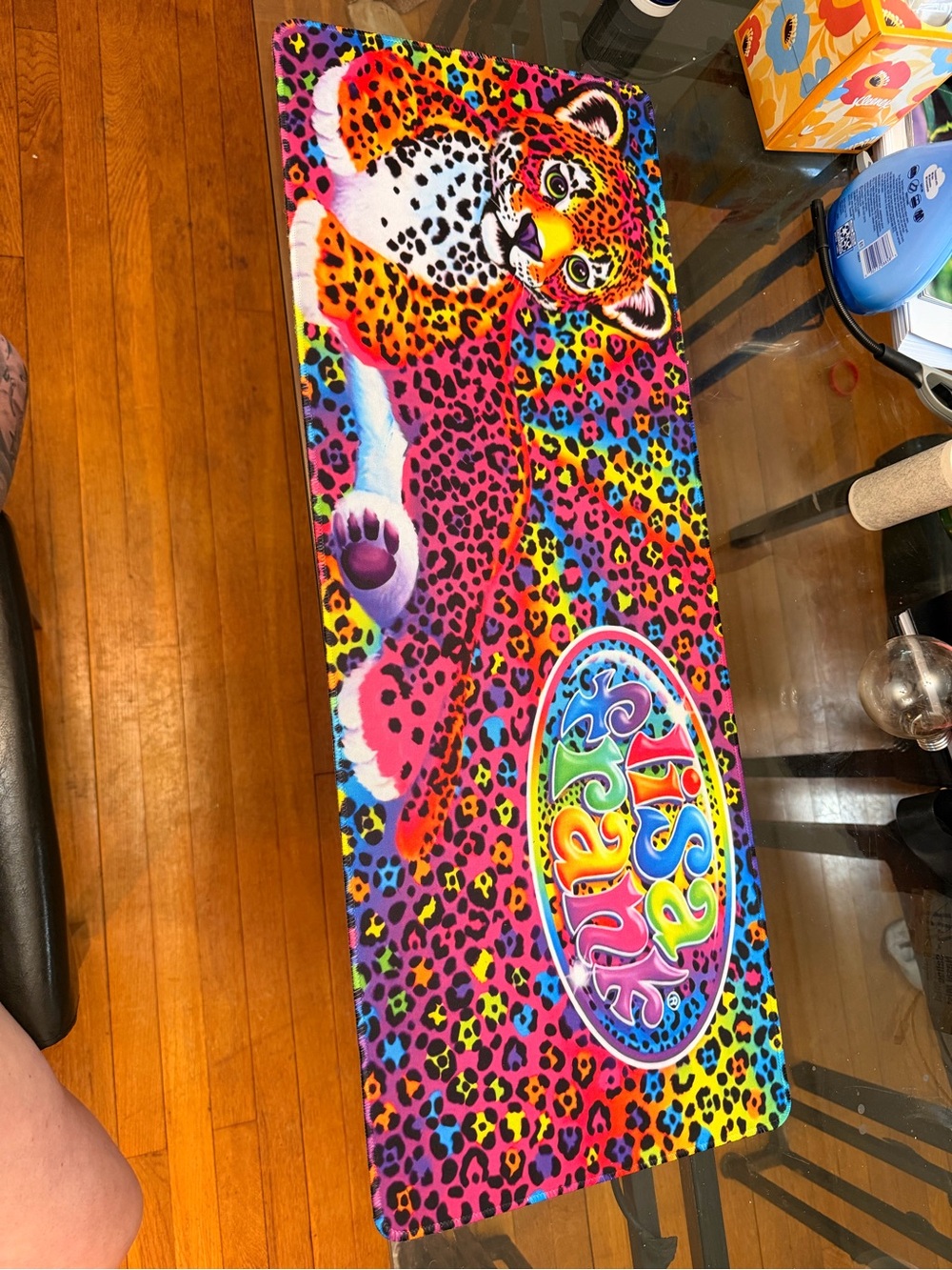 Lisa Frank Neon Rainbow Leopard Mouse Pad - Pink, Yellow, Blue, Purple